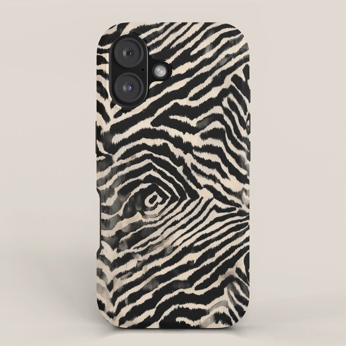 Modern Zebra Print Bold Monochrome Animal Pattern Abstract Jungle iPhone Case Gallery Image 1