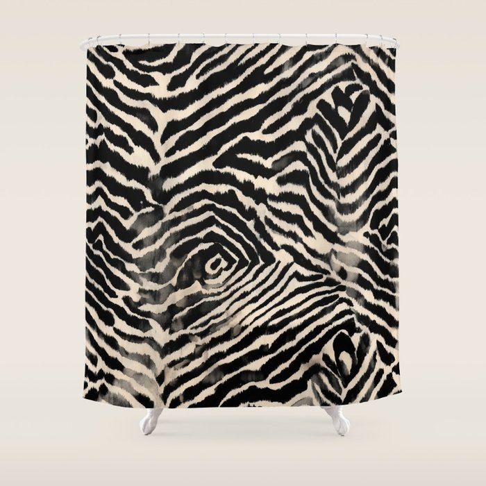 Modern Zebra Print Bold Monochrome Animal Pattern Abstract Jungle Shower Curtain Gallery Image 1