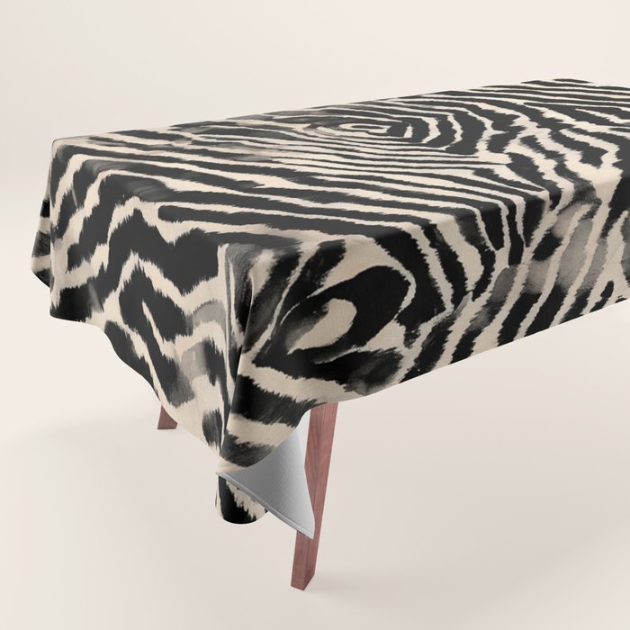 Modern Zebra Print Bold Monochrome Animal Pattern Abstract Jungle Tablecloth Gallery Image 1