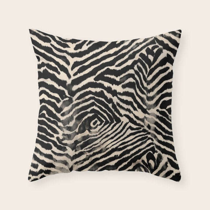 Modern Zebra Print Bold Monochrome Animal Pattern Abstract Jungle Throw Pillow Gallery Image 1