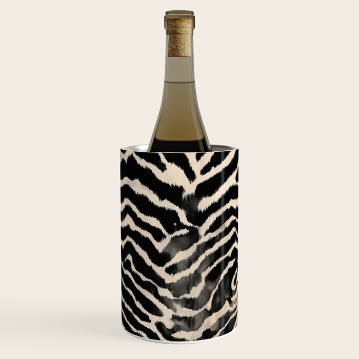 Modern Zebra Print Bold Monochrome Animal Pattern Abstract Jungle Wine Chiller Gallery Image 2