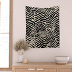 Modern Zebra Print Bold Monochrome Animal Pattern Abstract Jungle Wall Tapestry Gallery Image 2