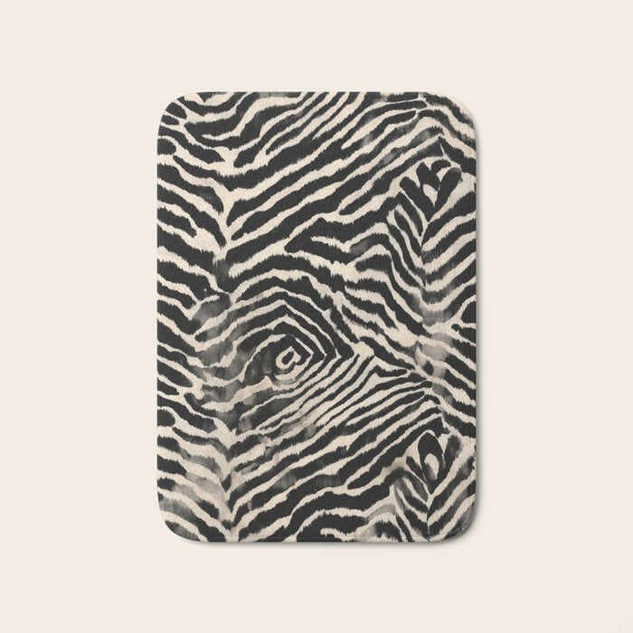 Modern Zebra Print Bold Monochrome Animal Pattern Abstract Jungle Bath Mat Gallery Image 1