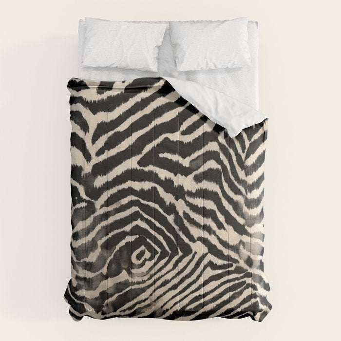 Modern Zebra Print Bold Monochrome Animal Pattern Abstract Jungle Comforter Gallery Image 1