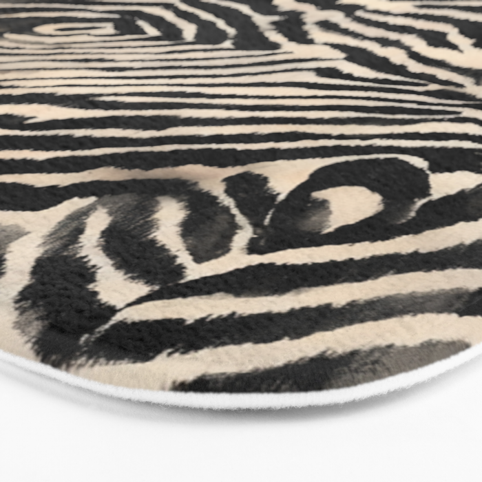 Modern Zebra Print Bold Monochrome Animal Pattern Abstract Jungle Bath Mat Gallery Image 3