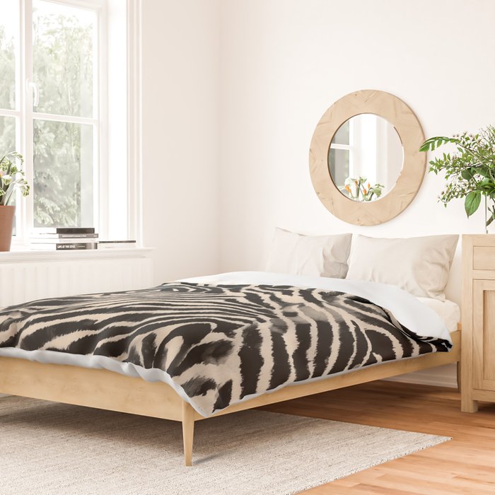 Modern Zebra Print Bold Monochrome Animal Pattern Abstract Jungle Duvet Cover Gallery Image 2