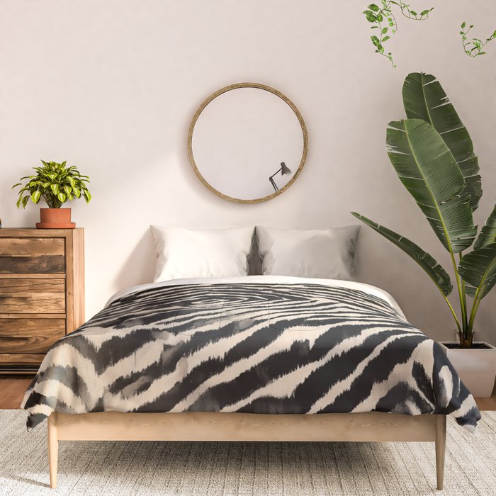 Modern Zebra Print Bold Monochrome Animal Pattern Abstract Jungle Comforter Gallery Image 3