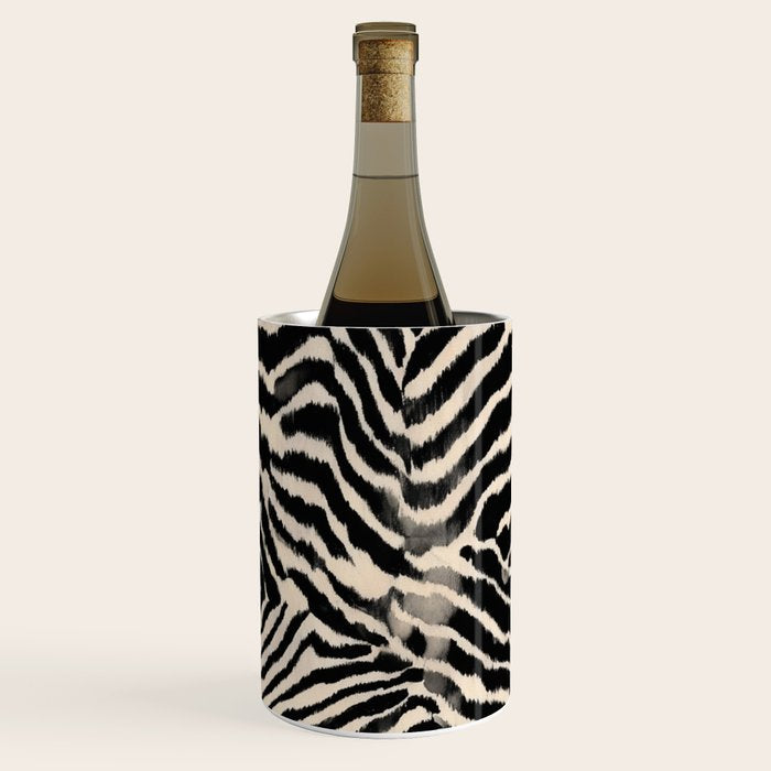 Modern Zebra Print Bold Monochrome Animal Pattern Abstract Jungle Wine Chiller Gallery Image 3