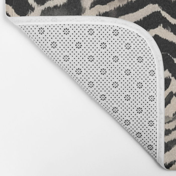 Modern Zebra Print Bold Monochrome Animal Pattern Abstract Jungle Bath Mat Gallery Image 2