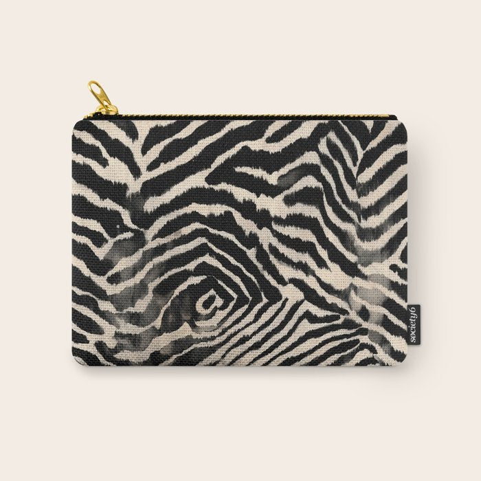 Modern Zebra Print Bold Monochrome Animal Pattern Abstract Jungle Carry All Pouch Gallery Image 1