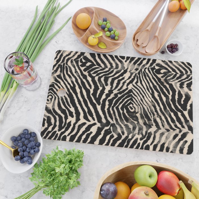 Modern Zebra Print Bold Monochrome Animal Pattern Abstract Jungle Cutting Board Gallery Image 2