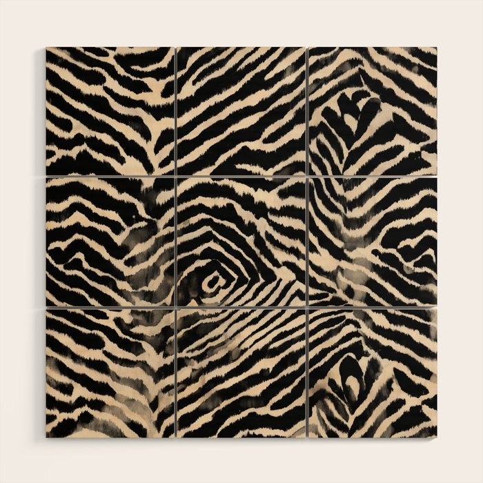 Modern Zebra Print Bold Monochrome Animal Pattern Abstract Jungle Wood Wall Art Gallery Image 1