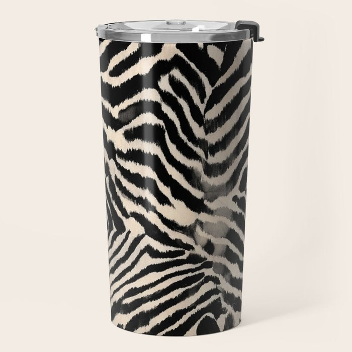 Modern Zebra Print Bold Monochrome Animal Pattern Abstract Jungle Travel Mug Gallery Image 2
