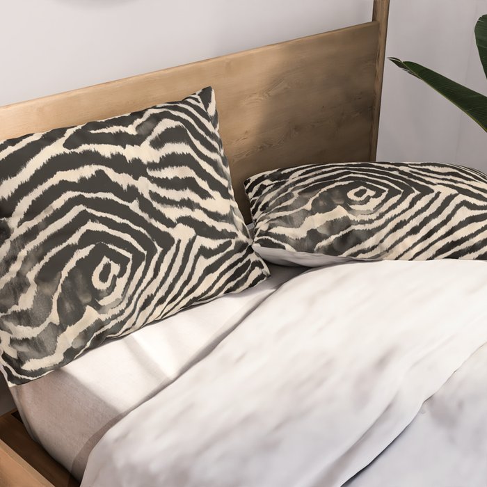 Modern Zebra Print Bold Monochrome Animal Pattern Abstract Jungle Pillow Sham Gallery Image 2
