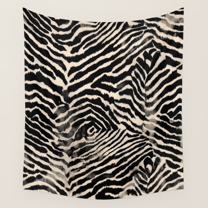 Modern Zebra Print Bold Monochrome Animal Pattern Abstract Jungle Wall Tapestry Gallery Image 4