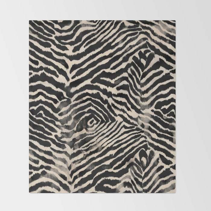 Modern Zebra Print Bold Monochrome Animal Pattern Abstract Jungle Throw Blanket Gallery Image 2