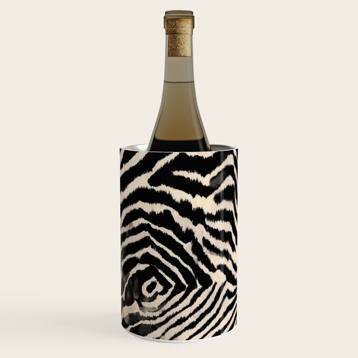 Modern Zebra Print Bold Monochrome Animal Pattern Abstract Jungle Wine Chiller Gallery Image 1