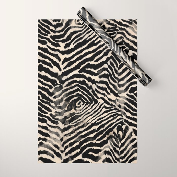 Modern Zebra Print Bold Monochrome Animal Pattern Abstract Jungle Wrapping Paper Gallery Image 1
