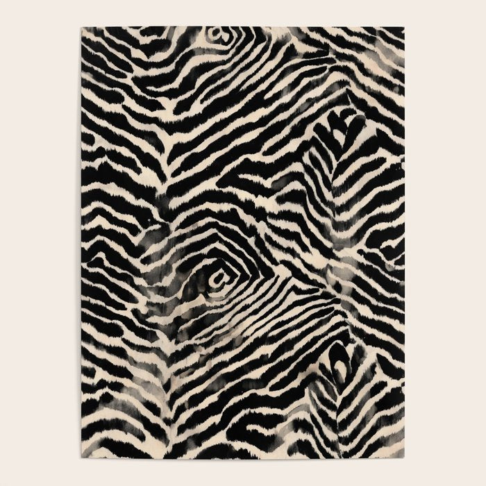 Modern Zebra Print Bold Monochrome Animal Pattern Abstract Jungle Poster Gallery Image 1
