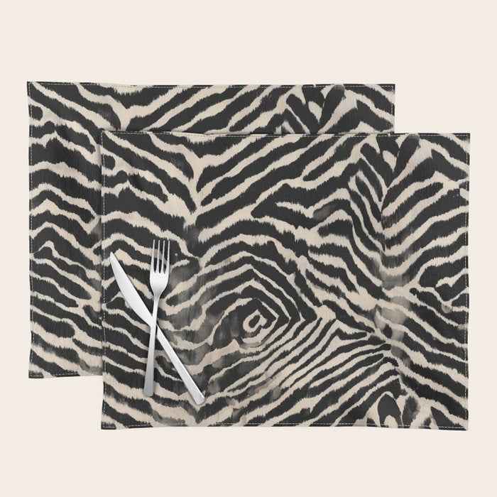 Modern Zebra Print Bold Monochrome Animal Pattern Abstract Jungle Placemat Gallery Image 1