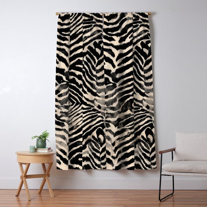 Modern Zebra Print Bold Monochrome Animal Pattern Abstract Jungle Window Curtain Gallery Image 5