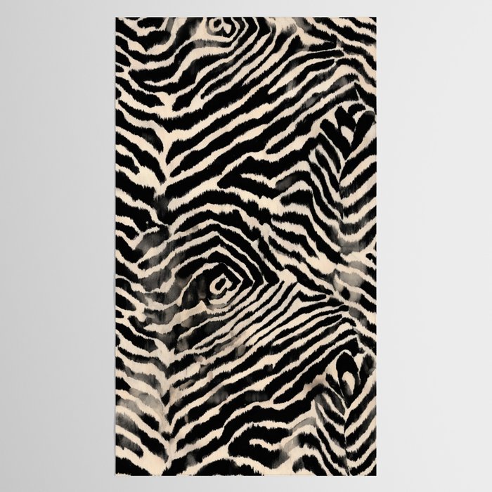 Modern Zebra Print Bold Monochrome Animal Pattern Abstract Jungle Tablecloth Gallery Image 2