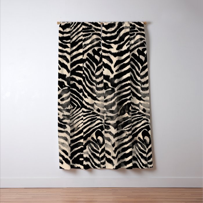 Modern Zebra Print Bold Monochrome Animal Pattern Abstract Jungle Window Curtain Gallery Image 3