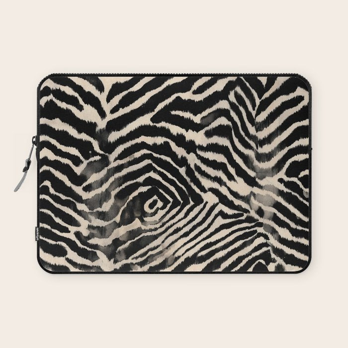 Modern Zebra Print Bold Monochrome Animal Pattern Abstract Jungle Laptop Sleeve Gallery Image 1