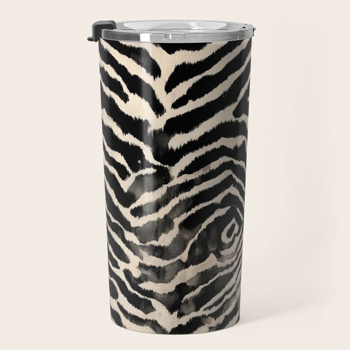 Modern Zebra Print Bold Monochrome Animal Pattern Abstract Jungle Travel Mug Gallery Image 3