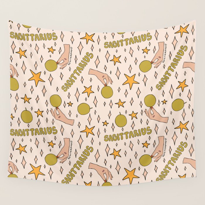 Sagittarius Guava Print Wall Tapestry Gallery Image 4