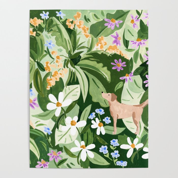 Dog and Wildflowers Poster Gallery Image 1