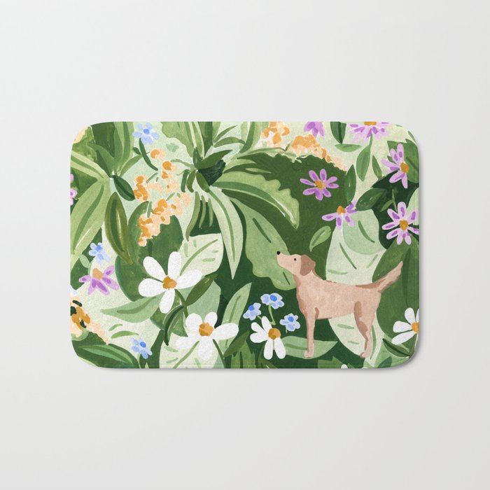 Dog and Wildflowers Bath Mat Gallery Image 1