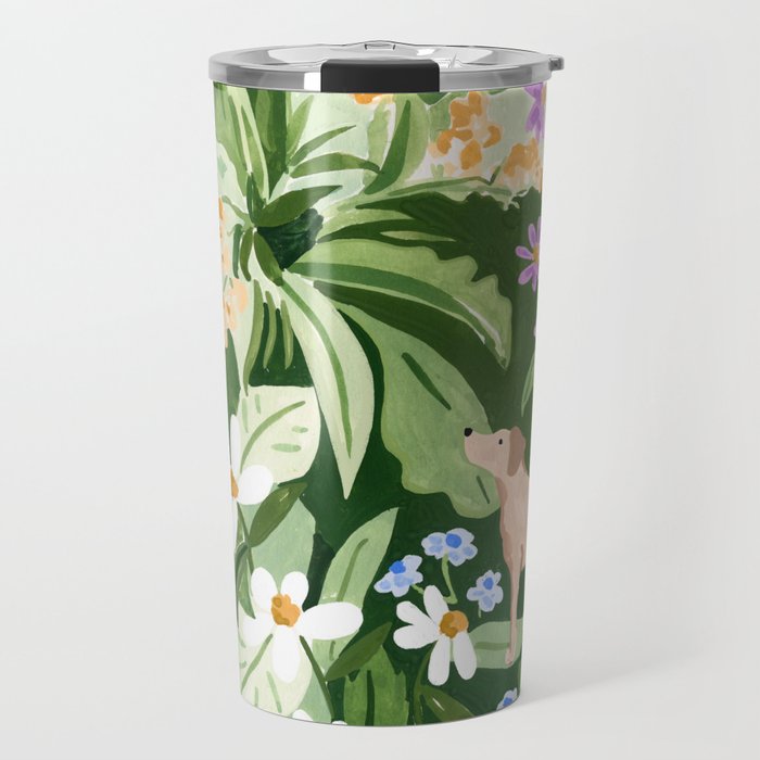Dog and Wildflowers Travel Mug Gallery Image 1