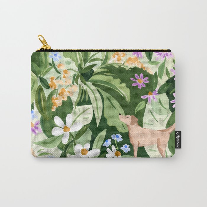 Dog and Wildflowers Carry All Pouch Gallery Image 1