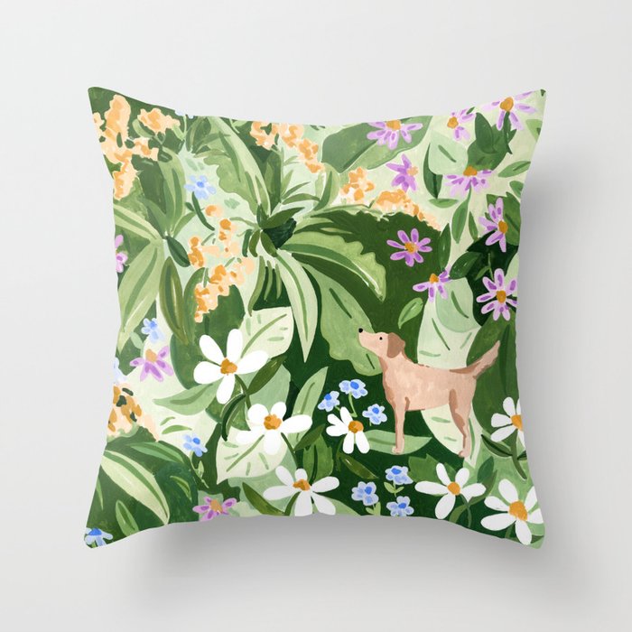 Dog and Wildflowers Throw Pillow Gallery Image 6