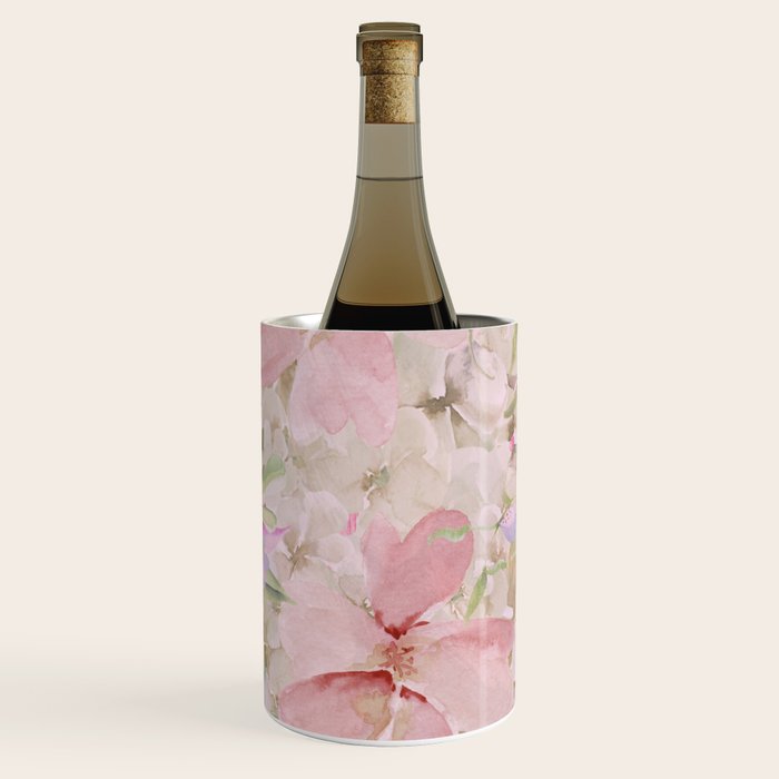Modern Pastel Pink Watercolor Chic Floral Wine Chiller Gallery Image 3