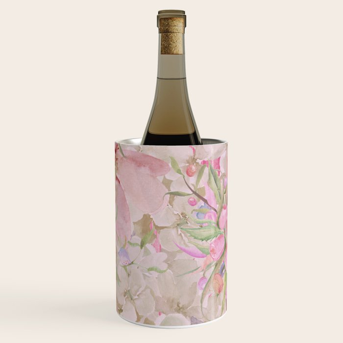 Modern Pastel Pink Watercolor Chic Floral Wine Chiller Gallery Image 2