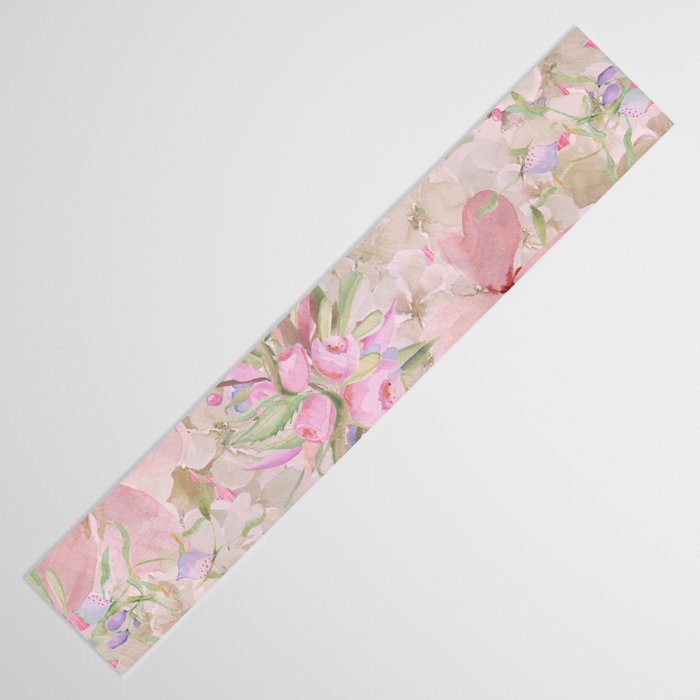 Modern Pastel Pink Watercolor Chic Floral Table Runner Gallery Image 3