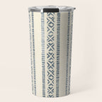 oceania vertical stripes - navy blue on cream Travel Mug Gallery Image 1