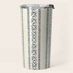 oceania vertical stripes - navy blue on cream Travel Mug Gallery Image 2