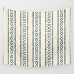 oceania vertical stripes - navy blue on cream Wall Tapestry Gallery Image 4