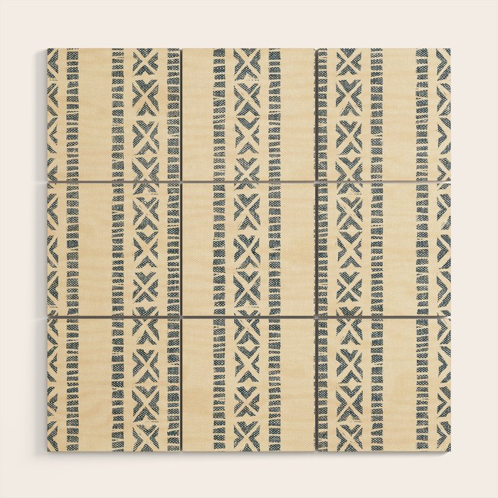 oceania vertical stripes - navy blue on cream Wood Wall Art Gallery Image 1