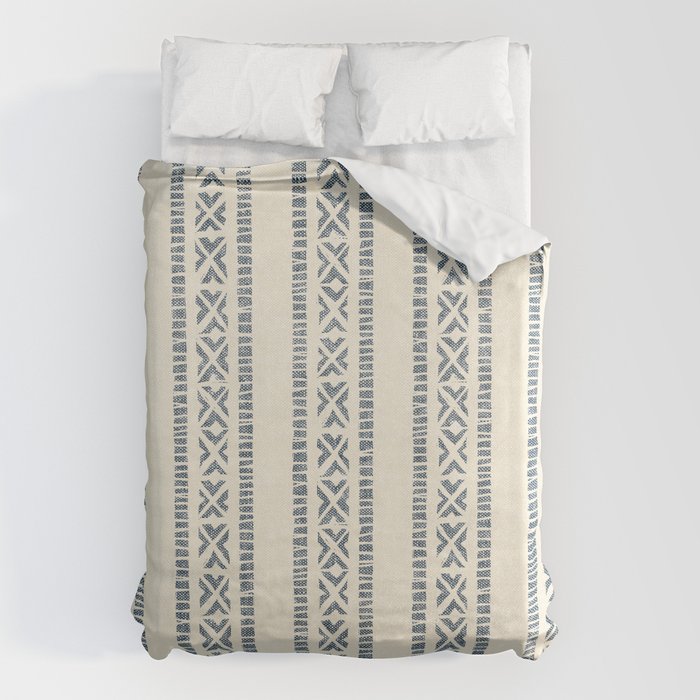 oceania vertical stripes - navy blue on cream Duvet Cover Gallery Image 6