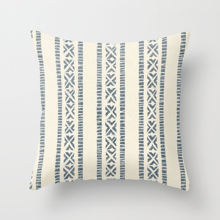 oceania vertical stripes - navy blue on cream Throw Pillow Gallery Image 6