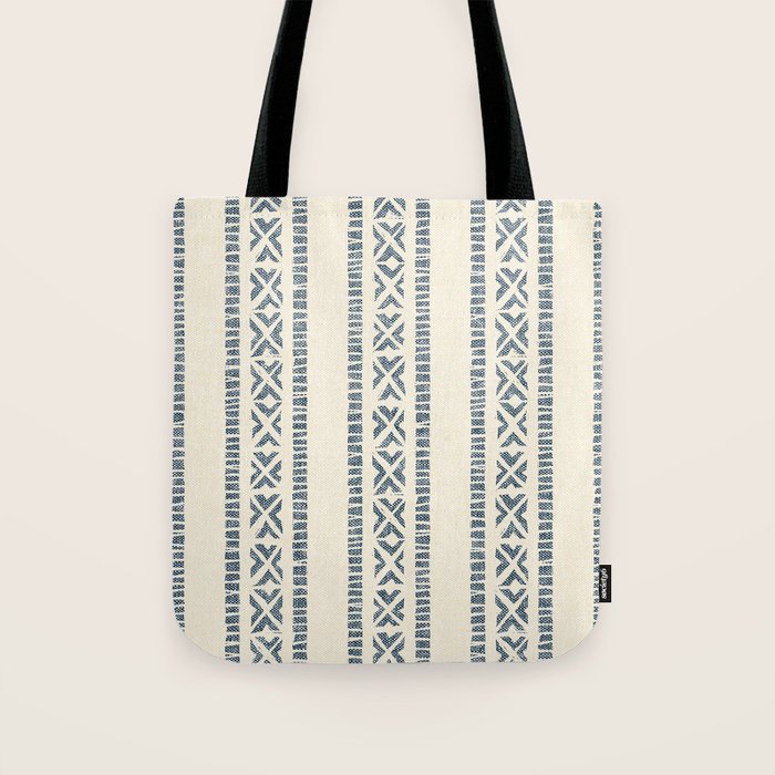 oceania vertical stripes - navy blue on cream Tote Bag Gallery Image 1