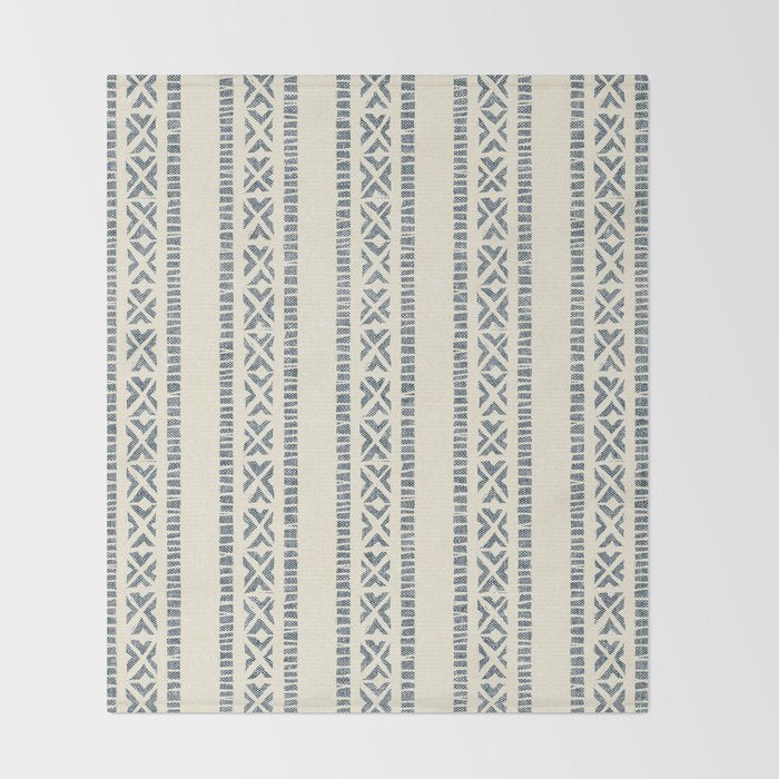 oceania vertical stripes - navy blue on cream Throw Blanket Gallery Image 2