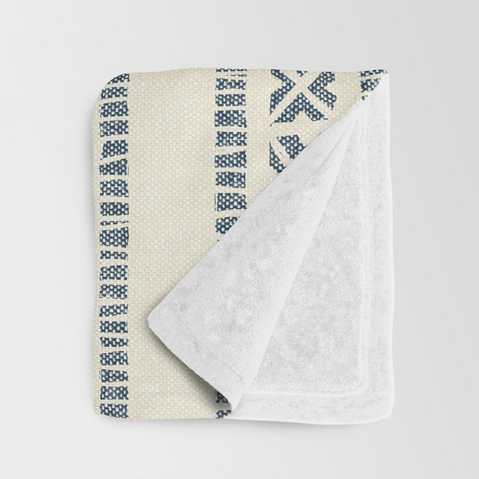 oceania vertical stripes - navy blue on cream Throw Blanket Gallery Image 3
