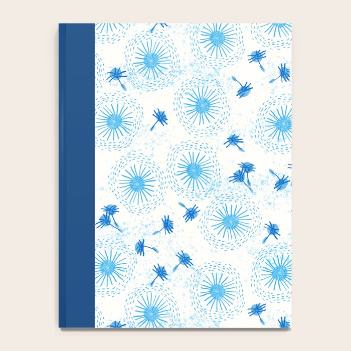 Make A Wish Dandelion Pattern in Sky Blue & Off White Notebook Gallery Image 4