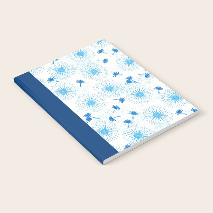 Make A Wish Dandelion Pattern in Sky Blue & Off White Notebook Gallery Image 2