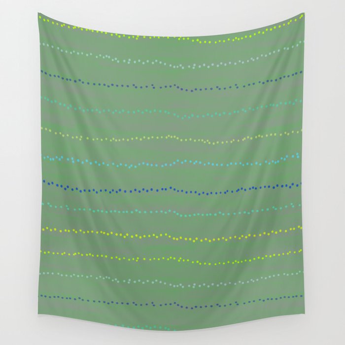 Minimal Doodle Dots in Sage Green Wall Tapestry Gallery Image 1